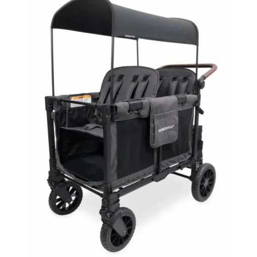 Wonderfold - W4 Luxe Pro Quad Stroller For 4 Kids, Charcoal Gray