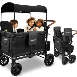 WonderFold - W4 Luxe Quad Stroller Wagon (4 lugares), preto vulcânico