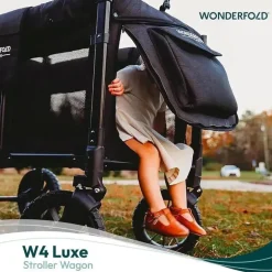 WonderFold - W4 Luxe Quad Stroller Wagon (4 lugares), preto vulcânico