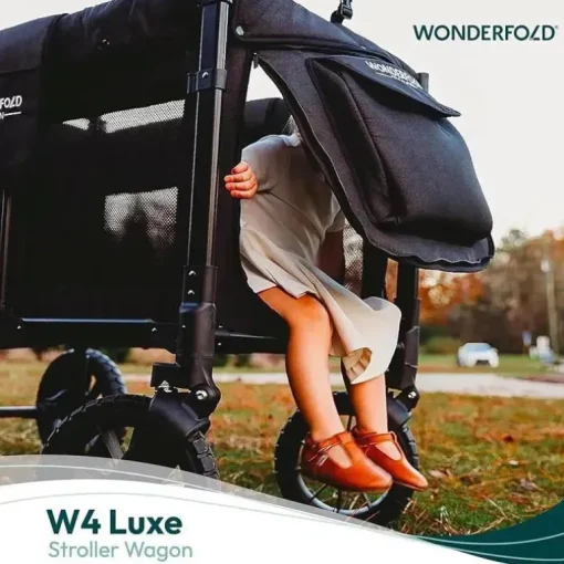 WonderFold - W4 Luxe Quad Stroller Wagon (4 lugares), preto vulcânico