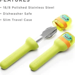 Zoku - Kids Pocket Utensil Set, Green Dino