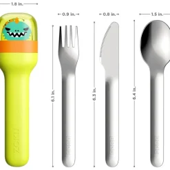 Zoku - Kids Pocket Utensil Set, Green Dino