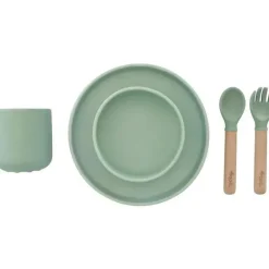 Zoli - conjunto de louças infantis de silicone 5Pk, verde sálvia