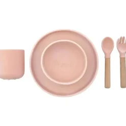 Zoli - conjunto de louças infantis de silicone 5Pk, rosa rosa