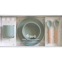 Zoli - conjunto de louças infantis de silicone 5Pk, verde sálvia
