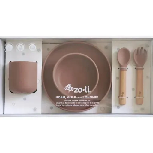 Zoli - Conjunto de louças infantis de silicone 5Pk, Latte Tan