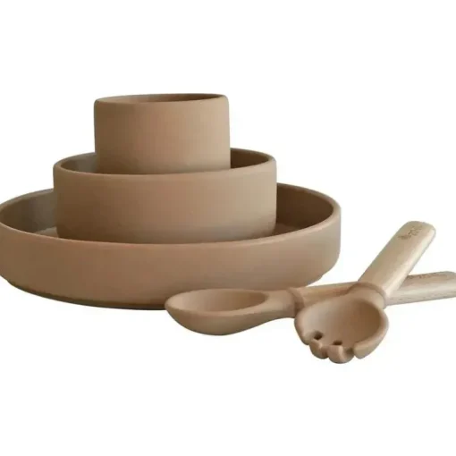 Zoli - Conjunto de louças infantis de silicone 5Pk, Latte Tan