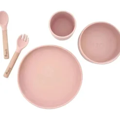 Zoli - conjunto de louças infantis de silicone 5Pk, rosa rosa