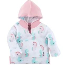 Zoocchini - Baby Girl Terry Swim Coverup Upf50+, Seahorse