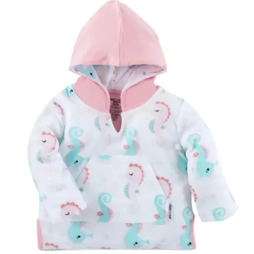 Zoocchini - Baby Girl Terry Swim Coverup Upf50+, Seahorse