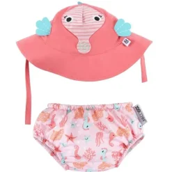 Zoocchini - Conjunto de fraldas de natação e chapéu de sol, Sally, o cavalo-marinho