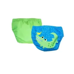 Zoocchini - Conjunto de fraldas de banho de tricô para bebês 2Pk, Aidan, o jacaré