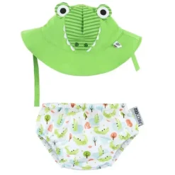 Zoocchini - conjunto de fraldas de banho e chapéu de sol, Aidan The Alligator
