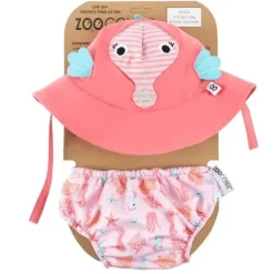 Zoocchini - Conjunto de fraldas de natação e chapéu de sol, Sally, o cavalo-marinho