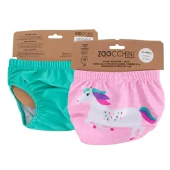 Zoocchini - Fralda de malha para natação, conjunto de 2 peças, unicórnio, 6-12 meses