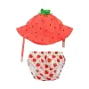 Zoochini - Conjunto de Fraldas de Banho e Chapéu de Sol para Bebês, Morango